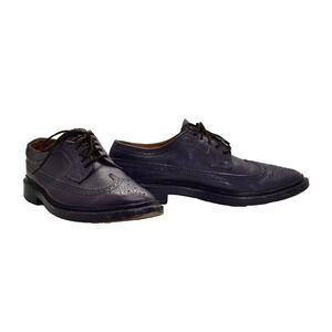 B2 Auth FLORSHEIM BY DUCKIE BROWN Purple Leather Wingtip Oxfords Shoes Size 8 D